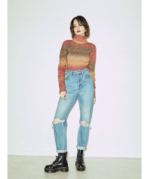 jouetie(ジュエティ)の「グラデーションタートルニット(ニット/セーター・レディース・ブルー/パープル/オレンジ・MEDIUM)」の17枚目の写真