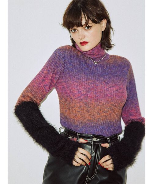 jouetie(ジュエティ)の「グラデーションタートルニット(ニット/セーター・レディース・ブルー/パープル/オレンジ・MEDIUM)」の21枚目の写真