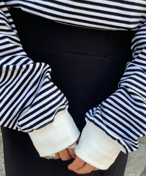 CIAOPANIC(チャオパニック)の「ボーダープチハイネックTEE(Tシャツ/カットソー・レディース・ホワイト/ベージュ/ブルー/オレンジ/ブラウン/グリーン・FREE)」の8枚目の写真