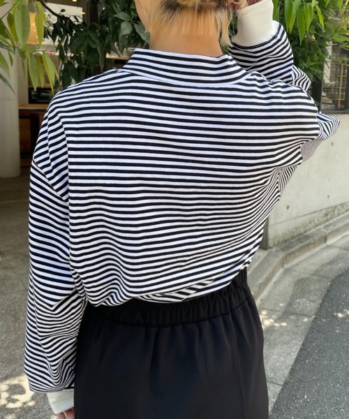 CIAOPANIC(チャオパニック)の「ボーダープチハイネックTEE(Tシャツ/カットソー・レディース・ホワイト/ベージュ/ブルー/オレンジ/ブラウン/グリーン・FREE)」の14枚目の写真