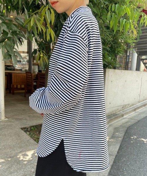 CIAOPANIC(チャオパニック)の「ボーダープチハイネックTEE(Tシャツ/カットソー・レディース・ホワイト/ベージュ/ブルー/オレンジ/ブラウン/グリーン・FREE)」の7枚目の写真