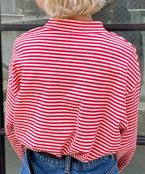 CIAOPANIC(チャオパニック)の「ボーダープチハイネックTEE(Tシャツ/カットソー・レディース・ホワイト/ベージュ/ブルー/オレンジ/ブラウン/グリーン・FREE)」の17枚目の写真