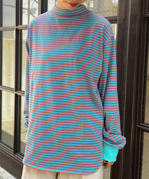 CIAOPANIC(チャオパニック)の「ボーダープチハイネックTEE(Tシャツ/カットソー・レディース・ホワイト/ベージュ/ブルー/オレンジ/ブラウン/グリーン・FREE)」の12枚目の写真