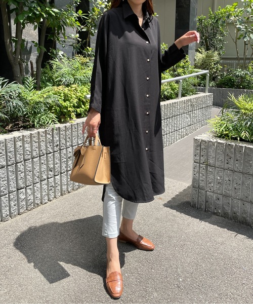 StyleSea（スタイルシー）の「ツーピーススリーブシャツワンピース（シャツワンピース・レディース・ブラック・FREE）」の3枚目の写真