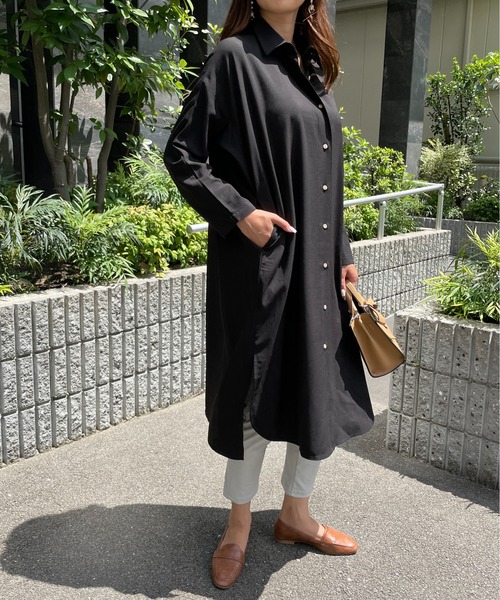 StyleSea（スタイルシー）の「ツーピーススリーブシャツワンピース（シャツワンピース・レディース・ブラック・FREE）」の5枚目の写真