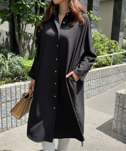 StyleSea（スタイルシー）の「ツーピーススリーブシャツワンピース（シャツワンピース・レディース・ブラック・FREE）」の15枚目の写真