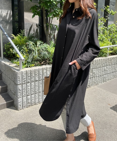 StyleSea（スタイルシー）の「ツーピーススリーブシャツワンピース（シャツワンピース・レディース・ブラック・FREE）」の16枚目の写真