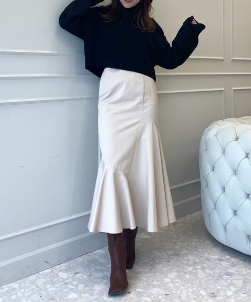 EIMY ISTOIRE（エイミーイストワール）の「バックスリットショートニットプルオーバー（ニット/セーター・レディース・モカ/イエロー/オレンジ/ホワイト/グリーン/ブラック・FREE）」の22枚目の写真