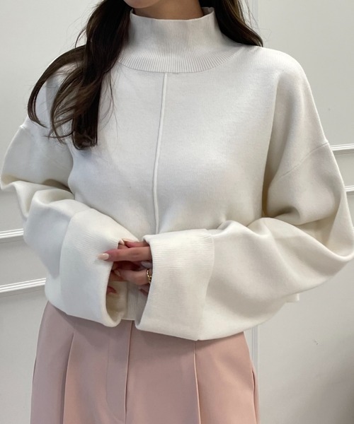 EIMY ISTOIRE（エイミーイストワール）の「バックスリットショートニットプルオーバー（ニット/セーター・レディース・モカ/イエロー/オレンジ/ホワイト/グリーン/ブラック・FREE）」の15枚目の写真