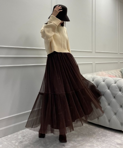 EIMY ISTOIRE（エイミーイストワール）の「バックスリットショートニットプルオーバー（ニット/セーター・レディース・モカ/イエロー/オレンジ/ホワイト/グリーン/ブラック・FREE）」の19枚目の写真