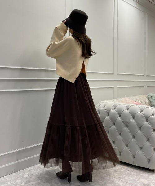 EIMY ISTOIRE（エイミーイストワール）の「バックスリットショートニットプルオーバー（ニット/セーター・レディース・モカ/イエロー/オレンジ/ホワイト/グリーン/ブラック・FREE）」の20枚目の写真