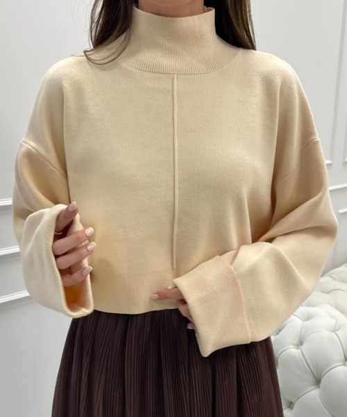 EIMY ISTOIRE（エイミーイストワール）の「バックスリットショートニットプルオーバー（ニット/セーター・レディース・モカ/イエロー/オレンジ/ホワイト/グリーン/ブラック・FREE）」の18枚目の写真