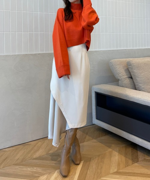 EIMY ISTOIRE（エイミーイストワール）の「バックスリットショートニットプルオーバー（ニット/セーター・レディース・モカ/イエロー/オレンジ/ホワイト/グリーン/ブラック・FREE）」の11枚目の写真