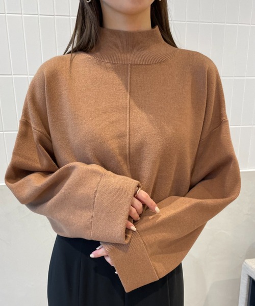 EIMY ISTOIRE（エイミーイストワール）の「バックスリットショートニットプルオーバー（ニット/セーター・レディース・モカ/イエロー/オレンジ/ホワイト/グリーン/ブラック・FREE）」の12枚目の写真