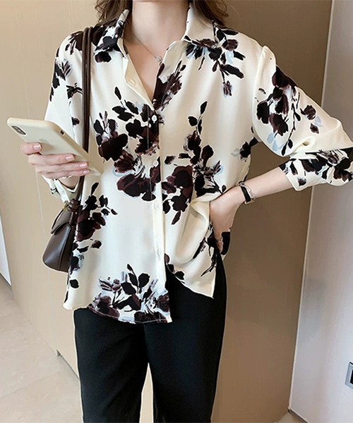 c.u.l（シーユーエル）の「花柄プリントシャツ culw285（シャツ/ブラウス・レディース・ホワイト・L/M）」の4枚目の写真