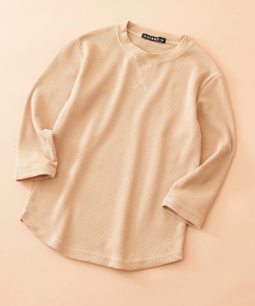 SHISKY（シスキー）の「SHISKY / シスキー ちょいBIGシルエット ワッフル ロングTシャツ キッズ（Tシャツ/カットソー・キッズ・ブラック/グレー系/杢グレー/ブラック系/チャコール/グレー系1/ネイビー系/ベージュ系/ベージュ/ネイビー/ダークグリーン/ダークグリーン系・110/160/130/140/120/150）」の7枚目の写真