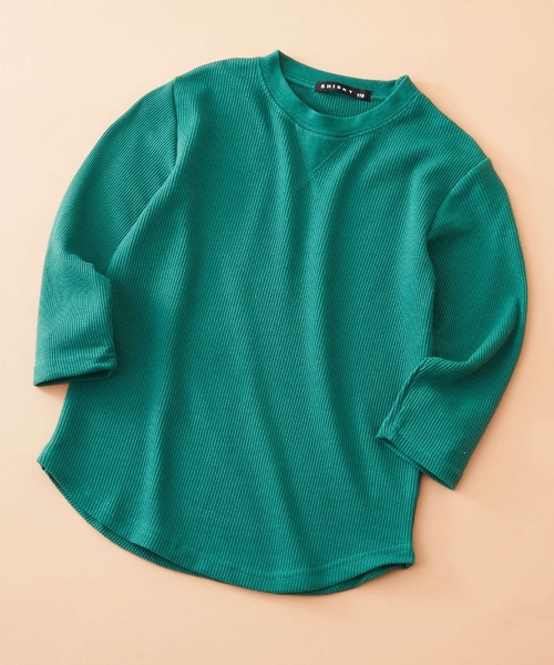 SHISKY（シスキー）の「SHISKY / シスキー ちょいBIGシルエット ワッフル ロングTシャツ キッズ（Tシャツ/カットソー・キッズ・ブラック/グレー系/杢グレー/ブラック系/チャコール/グレー系1/ネイビー系/ベージュ系/ベージュ/ネイビー/ダークグリーン/ダークグリーン系・110/160/130/140/120/150）」の9枚目の写真
