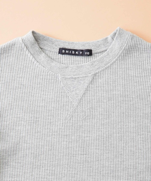 SHISKY（シスキー）の「SHISKY / シスキー ちょいBIGシルエット ワッフル ロングTシャツ キッズ（Tシャツ/カットソー・キッズ・ブラック/グレー系/杢グレー/ブラック系/チャコール/グレー系1/ネイビー系/ベージュ系/ベージュ/ネイビー/ダークグリーン/ダークグリーン系・110/160/130/140/120/150）」の16枚目の写真