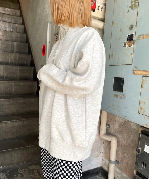 JUGLANS(ユグランス)の「☆ ヘビーユースに最適。ハーフZIP BIG プルオーバー 252102(スウェット・レディース・ブラック/グリーン/オートミール・FREE)」の13枚目の写真