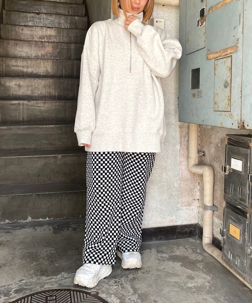 JUGLANS(ユグランス)の「☆ ヘビーユースに最適。ハーフZIP BIG プルオーバー 252102(スウェット・レディース・ブラック/グリーン/オートミール・FREE)」の11枚目の写真