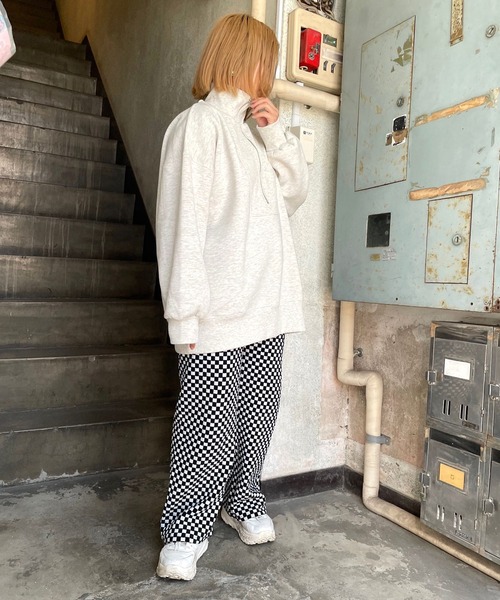 JUGLANS(ユグランス)の「☆ ヘビーユースに最適。ハーフZIP BIG プルオーバー 252102(スウェット・レディース・ブラック/グリーン/オートミール・FREE)」の10枚目の写真