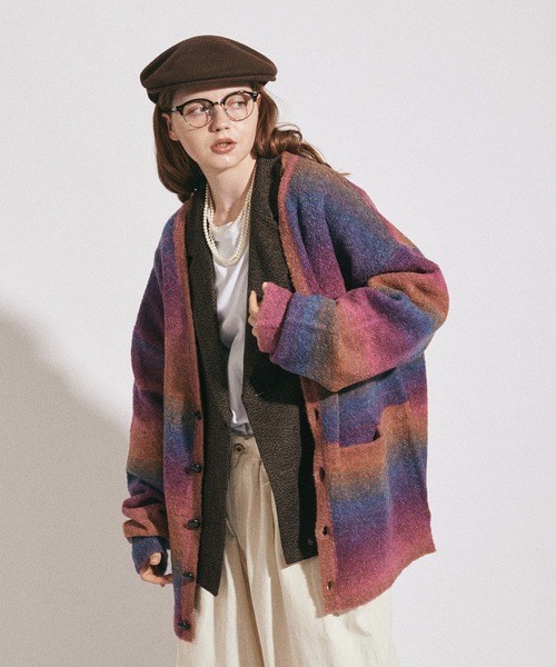 MUHET(ミュエータ)の「グラデーションニットカーディガン(カーディガン/ボレロ・レディース・グレー/オレンジ/グリーン/その他・MEDIUM/X-LARGE)」の4枚目の写真