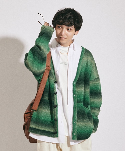 MURRAL 2022AW グラデーションニットショートカーディガン グリーン