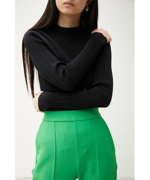 AZUL by moussy(アズールバイマウジー)の「RANDOM RIB H/N KNIT TOPS/ランダムリブハイネックニットトップス(ニット/セーター・レディース・ターコイズブルー/ブラック/ライトグリーン/スモークピンク/アイボリー・MEDIUM/SMALL)」の3枚目の写真