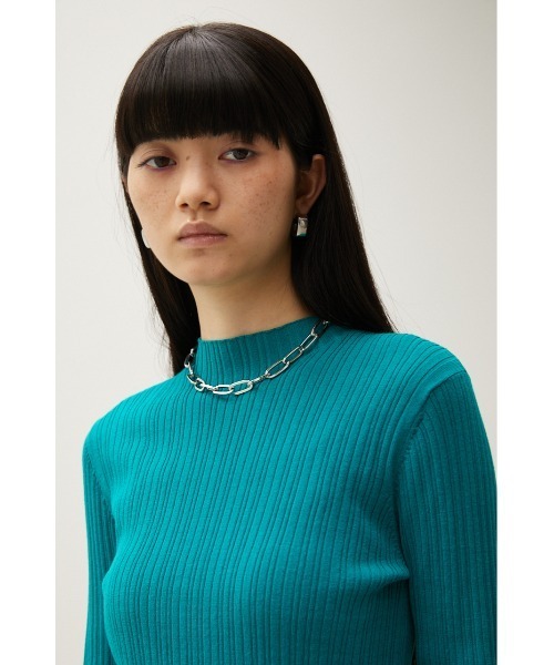 AZUL by moussy(アズールバイマウジー)の「RANDOM RIB H/N KNIT TOPS/ランダムリブハイネックニットトップス(ニット/セーター・レディース・ターコイズブルー/ブラック/ライトグリーン/スモークピンク/アイボリー・MEDIUM/SMALL)」の14枚目の写真