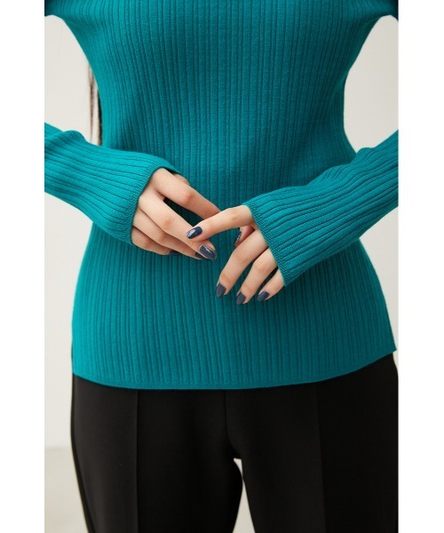 AZUL by moussy(アズールバイマウジー)の「RANDOM RIB H/N KNIT TOPS/ランダムリブハイネックニットトップス(ニット/セーター・レディース・ターコイズブルー/ブラック/ライトグリーン/スモークピンク/アイボリー・MEDIUM/SMALL)」の22枚目の写真