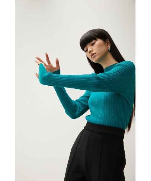 AZUL by moussy(アズールバイマウジー)の「RANDOM RIB H/N KNIT TOPS/ランダムリブハイネックニットトップス(ニット/セーター・レディース・ターコイズブルー/ブラック/ライトグリーン/スモークピンク/アイボリー・MEDIUM/SMALL)」の15枚目の写真