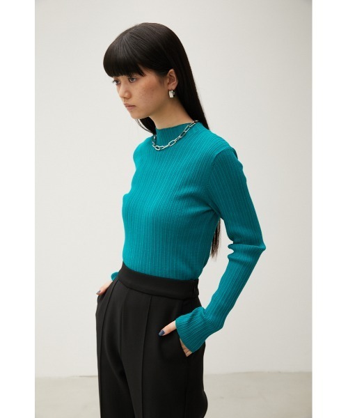 AZUL by moussy(アズールバイマウジー)の「RANDOM RIB H/N KNIT TOPS/ランダムリブハイネックニットトップス(ニット/セーター・レディース・ターコイズブルー/ブラック/ライトグリーン/スモークピンク/アイボリー・MEDIUM/SMALL)」の16枚目の写真