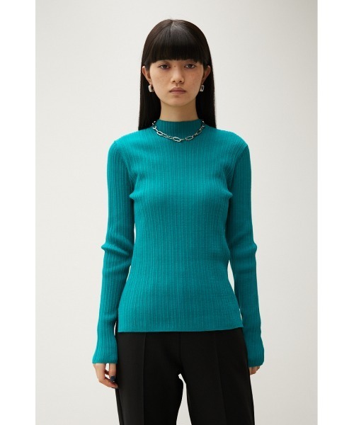 AZUL by moussy(アズールバイマウジー)の「RANDOM RIB H/N KNIT TOPS/ランダムリブハイネックニットトップス(ニット/セーター・レディース・ターコイズブルー/ブラック/ライトグリーン/スモークピンク/アイボリー・MEDIUM/SMALL)」の18枚目の写真