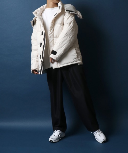 ANPAS(アンパス)の「2WAY Big Hooded Eco Down Jacket/2WAY ビッグフード エコダウンジャケット レディース メンズ(ダウンジャケット/コート・メンズ・オフホワイト/ブラック・L/LL/M)」の20枚目の写真