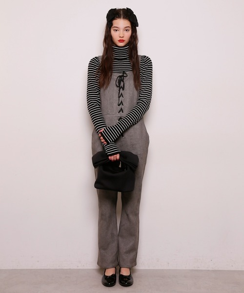 Seemi. byNICECLAUP（ シーミーバイナイスクラップ）の「【Seemi】Seemiレースアップサロペット（サロペット/オーバーオール・レディース・ブラック/グレー系その他/ピンク系その他/ネイビー・FREE）」の3枚目の写真