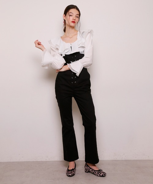 Seemi. byNICECLAUP（ シーミーバイナイスクラップ）の「【Seemi】Seemiレースアップサロペット（サロペット/オーバーオール・レディース・ブラック/グレー系その他/ピンク系その他/ネイビー・FREE）」の12枚目の写真