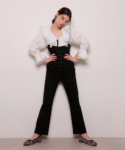 Seemi. byNICECLAUP（ シーミーバイナイスクラップ）の「【Seemi】Seemiレースアップサロペット（サロペット/オーバーオール・レディース・ブラック/グレー系その他/ピンク系その他/ネイビー・FREE）」の15枚目の写真