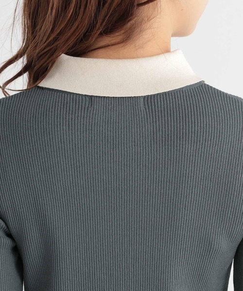 Andemiu（アンデミュウ）の「【WEB限定】エリハイショクニットワンピース179963（ワンピース・レディース・チャコールグレー/ベージュ/グリーン・FREE）」の5枚目の写真