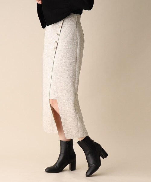 OPAQUE.CLIP（オペークドットクリップ）の「◆ツイードパール風ボタンスカート（スカート・レディース・ブラック系3/イエロー系3/ベージュ系その他7・36/38）」の21枚目の写真