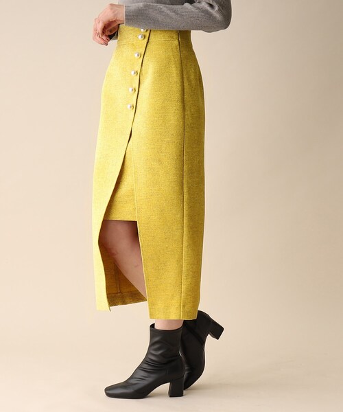 OPAQUE.CLIP（オペークドットクリップ）の「◆ツイードパール風ボタンスカート（スカート・レディース・ブラック系3/イエロー系3/ベージュ系その他7・36/38）」の19枚目の写真