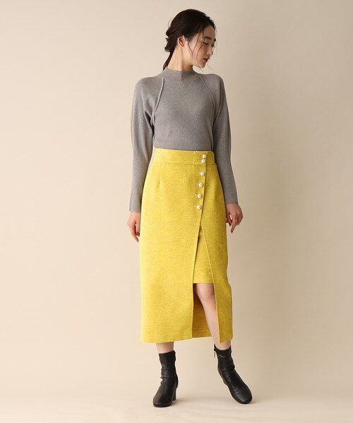 OPAQUE.CLIP（オペークドットクリップ）の「◆ツイードパール風ボタンスカート（スカート・レディース・ブラック系3/イエロー系3/ベージュ系その他7・36/38）」の22枚目の写真