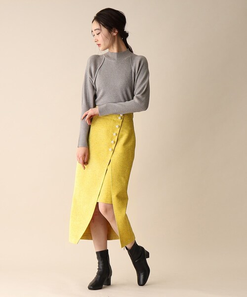 OPAQUE.CLIP（オペークドットクリップ）の「◆ツイードパール風ボタンスカート（スカート・レディース・ブラック系3/イエロー系3/ベージュ系その他7・36/38）」の10枚目の写真