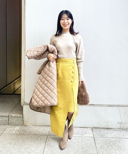 OPAQUE.CLIP（オペークドットクリップ）の「◆ツイードパール風ボタンスカート（スカート・レディース・ブラック系3/イエロー系3/ベージュ系その他7・36/38）」の13枚目の写真