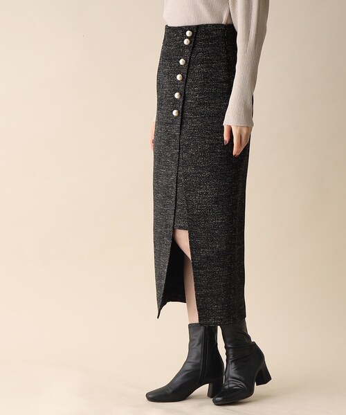 OPAQUE.CLIP（オペークドットクリップ）の「◆ツイードパール風ボタンスカート（スカート・レディース・ブラック系3/イエロー系3/ベージュ系その他7・36/38）」の18枚目の写真