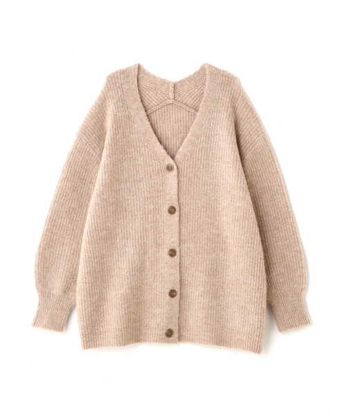 NATURAL BEAUTY BASIC（ナチュラルビューティーベーシック）の「シャギーメランジボクシーカーデ差込（カーディガン/ボレロ・レディース・ブルー/ベージュ/ラベンダー・MEDIUM）」の4枚目の写真