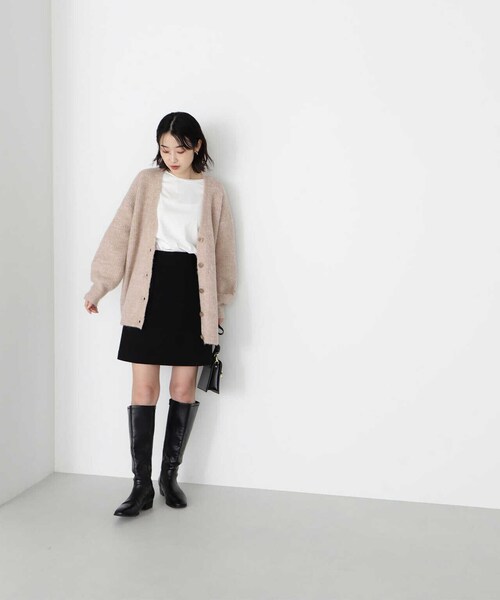NATURAL BEAUTY BASIC（ナチュラルビューティーベーシック）の「シャギーメランジボクシーカーデ差込（カーディガン/ボレロ・レディース・ブルー/ベージュ/ラベンダー・MEDIUM）」の5枚目の写真
