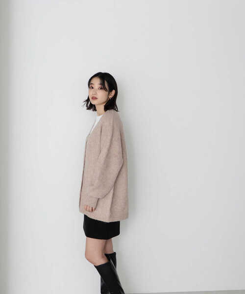 NATURAL BEAUTY BASIC（ナチュラルビューティーベーシック）の「シャギーメランジボクシーカーデ差込（カーディガン/ボレロ・レディース・ブルー/ベージュ/ラベンダー・MEDIUM）」の7枚目の写真