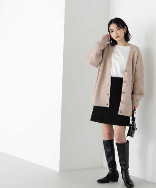NATURAL BEAUTY BASIC（ナチュラルビューティーベーシック）の「シャギーメランジボクシーカーデ差込（カーディガン/ボレロ・レディース・ブルー/ベージュ/ラベンダー・MEDIUM）」の8枚目の写真