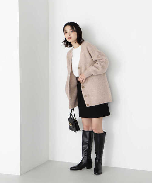 NATURAL BEAUTY BASIC（ナチュラルビューティーベーシック）の「シャギーメランジボクシーカーデ差込（カーディガン/ボレロ・レディース・ブルー/ベージュ/ラベンダー・MEDIUM）」の9枚目の写真