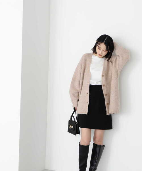 NATURAL BEAUTY BASIC（ナチュラルビューティーベーシック）の「シャギーメランジボクシーカーデ差込（カーディガン/ボレロ・レディース・ブルー/ベージュ/ラベンダー・MEDIUM）」の20枚目の写真